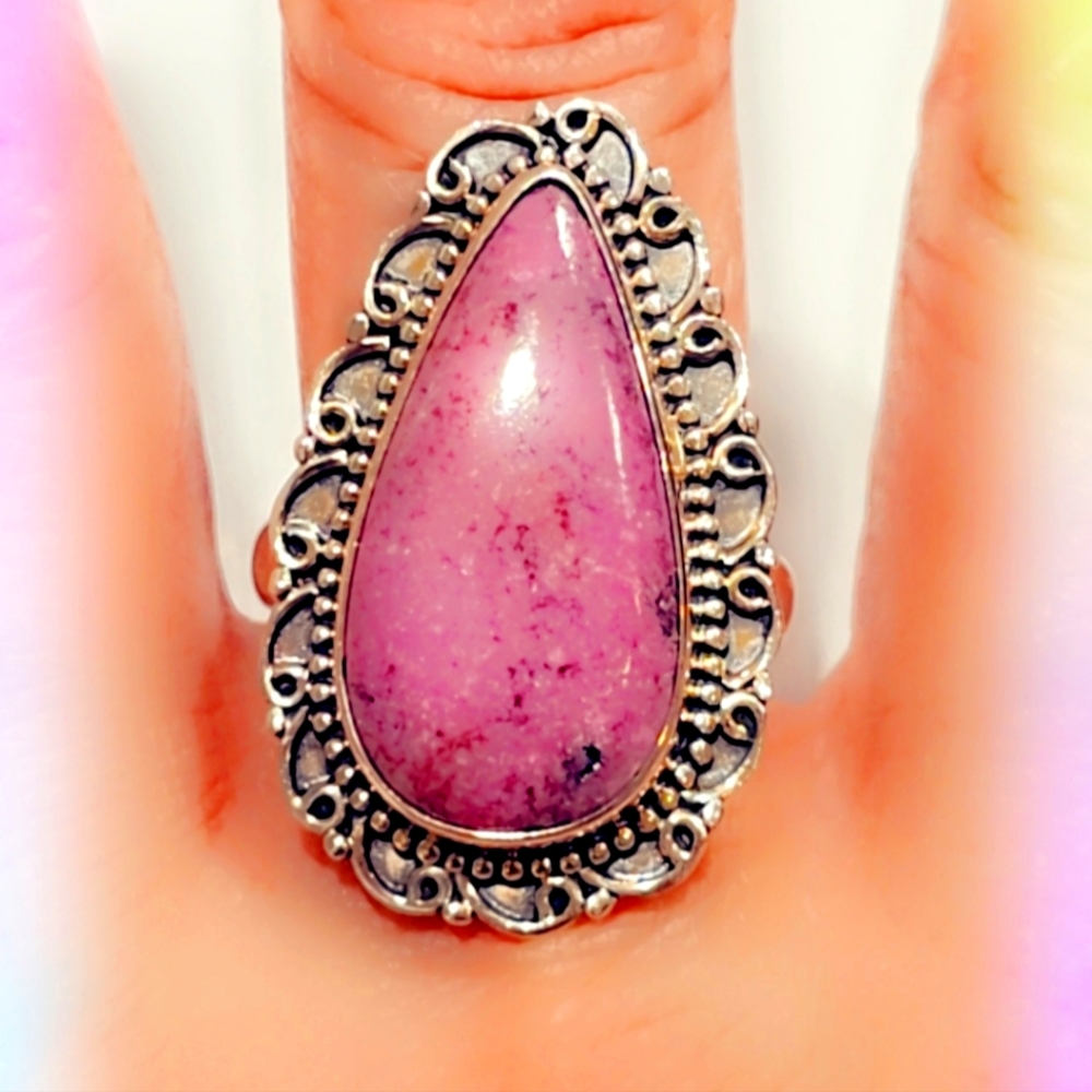 Rhodonite Sterling Silver 925 Gemstone Ring